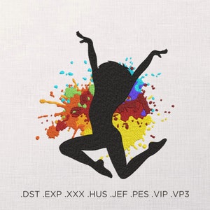 Joyful Splash Embroidery Machine Design, Dancer Watercolor Embroidery, Dance School Embroidery Wall Decor, People Embroidery For T-Shirt