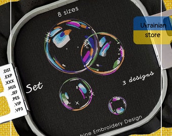 Seifenblasen-Maschinenstickerei-Design - Blasen-Stickdateien - 8 Größen - Digitalisiertes Stickblasen-Set - Sofortiger Download
