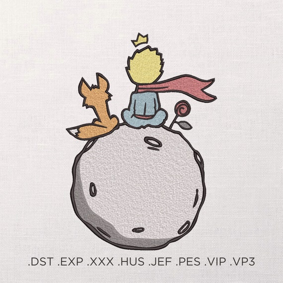 The Little Prince on the Moon Machine Embroidery Design - Princes Rose Embroidery files - 7 sizes - Instant Download