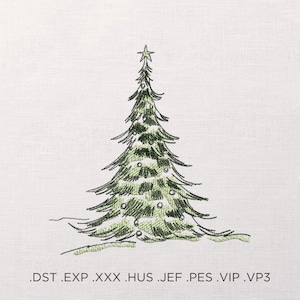 Kerstboom Machinaal Borduurontwerp - Kerstboom Borduurbestanden - 6 Maten - Direct Downloaden