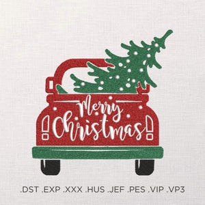 Christmas tree in the car Machine Embroidery Design - Merry Christmas Embroidery Files - 7 Sizes - Instant Download