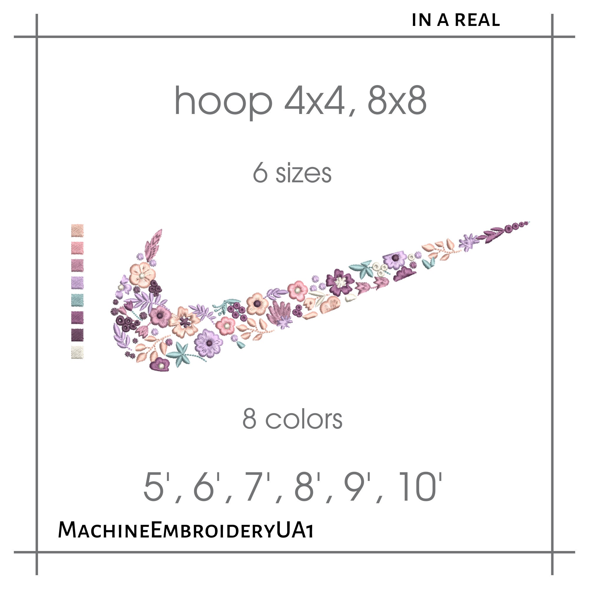 Floral logo machine embroidery design -  Imitation of hand embroidery…