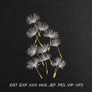 Maskrosfluff maskinbroderidesign - Maskrosfluffbroderifiler - 9 storlekar - direkt nedladdning