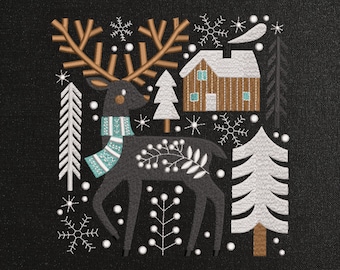 Christmas Ornament Machine Embroidery Design - Scandinavian Motifs Embroidery Files - 9 Sizes - Instant Download