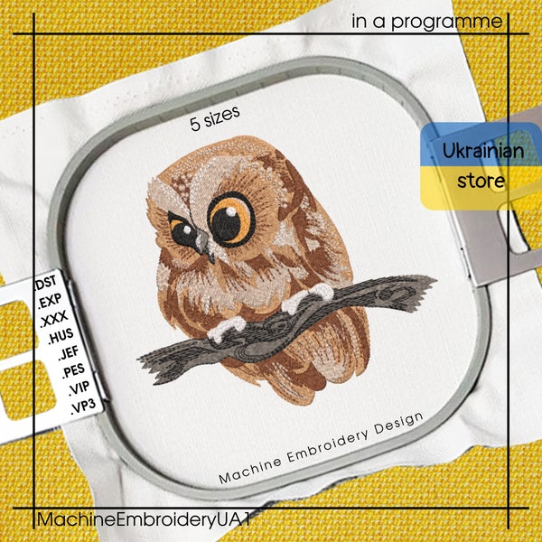 Cute Sleepy Owl Machine Embroidery Design - Owl Embroidery Files - 5 Sizes - Instant Download