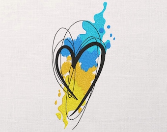 Heart of Ukraine Machine Embroidery Design - Ukraine Watercolor Embroidery - 10 sizes - Instant Download