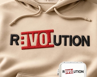 Revolution Embroidery Design - Bold Word Machine File PES DST