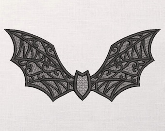 Lace Bat Machine Embroidery Design, Elegant Bat Embroidery For Women T-Shirt, Black Bat Embroidery, Digital Embroidery Files, Design for Bag