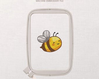 Cute Bee Machine Embroidery Design, Smiling Bee Embroidery File for Kids, Baby Nursery Animal Embroidery, Bee Embroidery Pattern, Instant Download