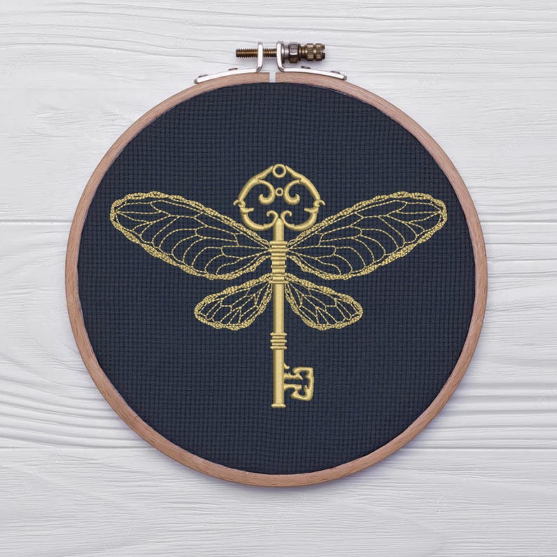 Exclusive Flying Key Machine Embroidery Pattern, Magical Winged Key ...