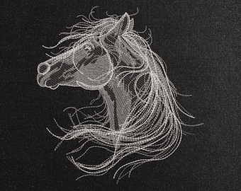 Horse in the Dark Machine Embroidery Design - Horse Silhouette Embroidery Files - 6 Sizes - Instant Download.
