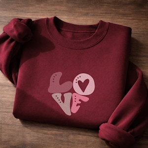 Diseño de bordado a máquina "AMOR", bordado romántico para camisa, patrón de bordado para San Valentín, bordado con temática de amor, regalo para un ser querido.