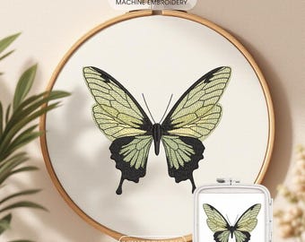 Nature Inspired Butterfly Machine Embroidery Design for Pillowcases