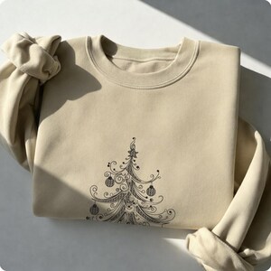 Elegant Christmas Tree Machine Embroidery Design, Filigree Xmas Digitized Stitch File for Small Business, Holiday Pattern PES DST image 5
