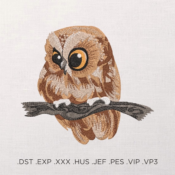 Cute Sleepy Owl Machine Embroidery Design - Owl Embroidery Files - 5 Sizes - Instant Download