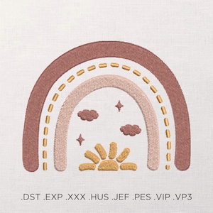 Cozy Rainbow Machine Embroidery Pattern, Nursery Room Embroidery Decor, Nature Theme Embroidery Design, Embroidery Pattern For Kids Clothes