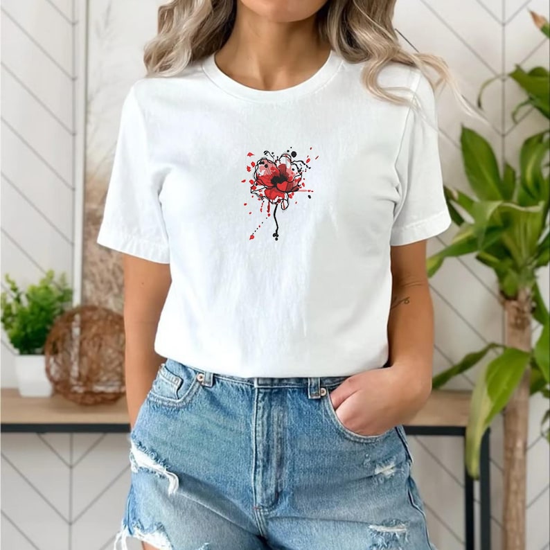 Poppy Embroidery Design File, Watercolor Flower Machine Embroidery Pattern, Floral Embroidery for Clothes, Instant Download, PES DST JEF VP3 image 14