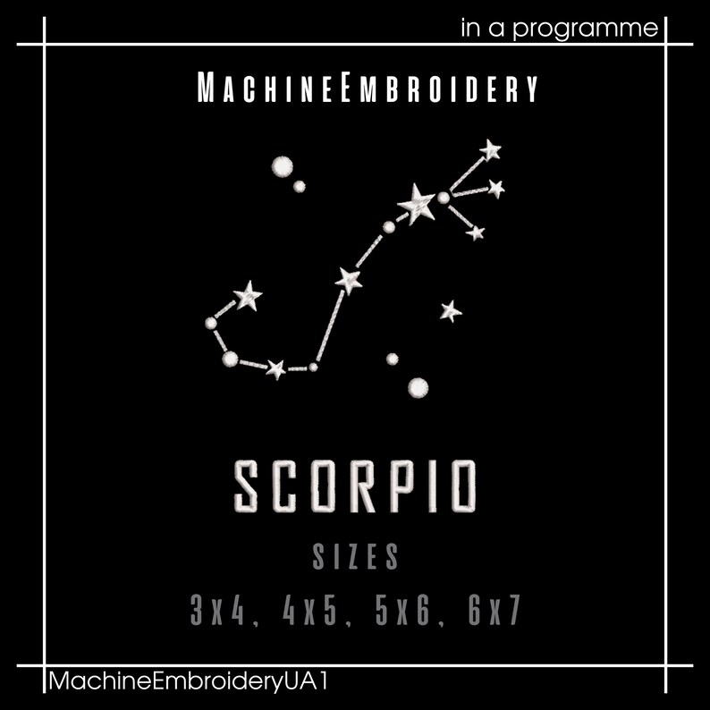 Constellation Scorpio Machine embroidery Design, Astrology Embroidery, Baby Shower Zodiac Embroidery Gift, Star Sign Wall Decor, PES DST JEF image 3