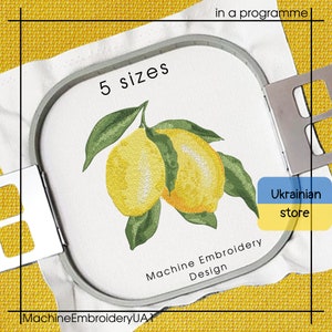 Machine Embroidery Design Lemon Branch - 5 sizes