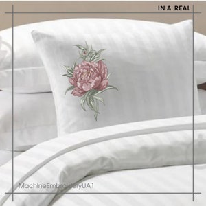 Peony Machine Embroidery Design - Artistic Embroidery - 8 sizes - Instant Download - 2 in 1 image 7