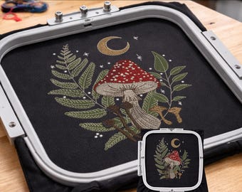 Mushroom Embroidery Design, Forest Mushroom Machine Embroidery File, Amanita Mushroom Embroidery Pattern, Botanical Embroidery Design