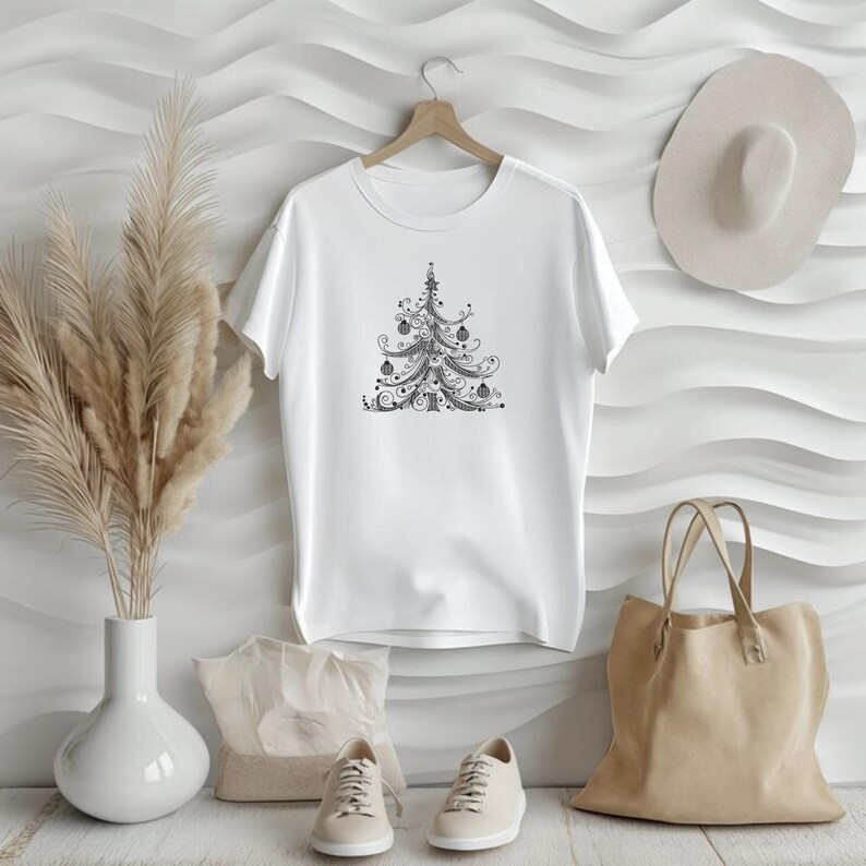 Elegant Christmas Tree Machine Embroidery Design, Filigree Xmas Digitized Stitch File for Small Business, Holiday Pattern PES DST image 7