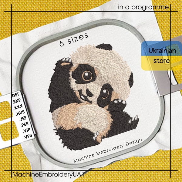 Motif de broderie Machine Panda mignon - fichiers de broderie Panda - 6 tailles - téléchargement immédiat