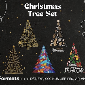 Modelli per ricamo a macchina con albero di Natale, ricamo magico con albero di Natale, ricamo per tovaglioli natalizi, regalo per le feste