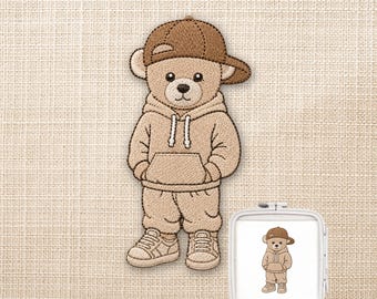 Teddy Bear Embroidery Design | Cool Bear Machine Embroidery File PES DST