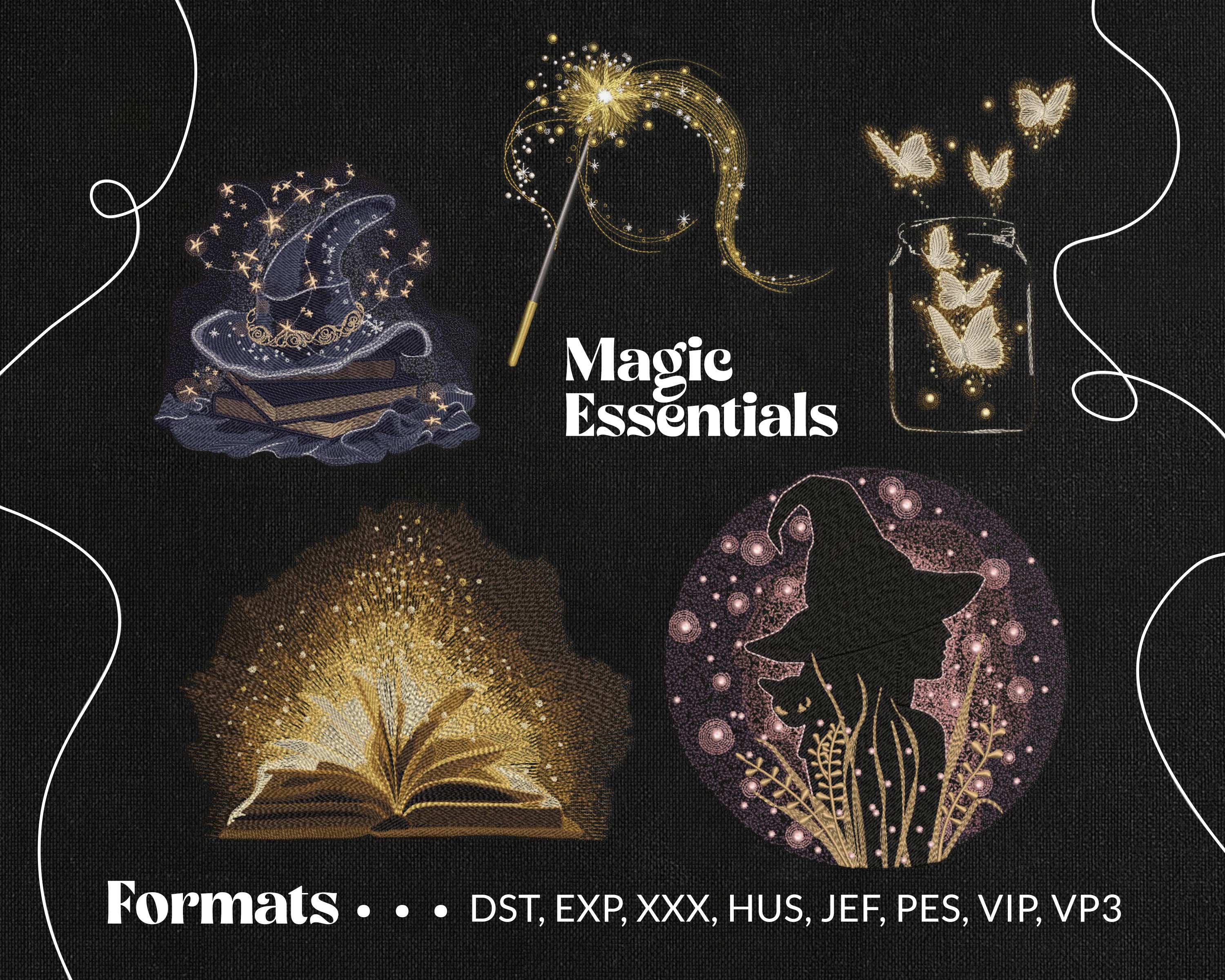Exclusive Set Of Magic Essentials Machine Embroidery Design, Set Of 5 Magic Embroidery Pattern, Magic School Embroidery, Shiny Embroidery