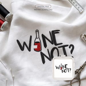 Stickmuster „Wein nicht“, lustiges Zitat (PES DST), Flaschenmuster