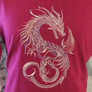 Chinese Dragon Embroidery Design, Gold Dragon Machine Embroidery File, Japanese Style Dragon, Fantasy Dragon Embroidery, Tattoo Dragon image 3