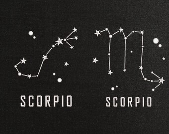 Diseño de bordado a máquina de la constelación de Escorpio, bordado astrológico, regalo de bordado del zodiaco para baby shower, decoración de pared con signo zodiacal, PES DST JEF