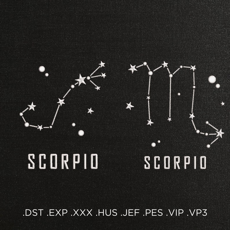 Constellation Scorpio Machine embroidery Design, Astrology Embroidery, Baby Shower Zodiac Embroidery Gift, Star Sign Wall Decor, PES DST JEF image 1