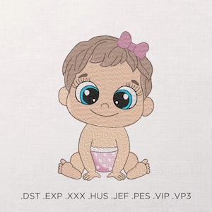 Baby Girl Machine Embroidery Pattern, Newborn Embroidery Design, Cute Baby Shower Embroidery Pattern, Baby Girl Towel Embroidery PES File