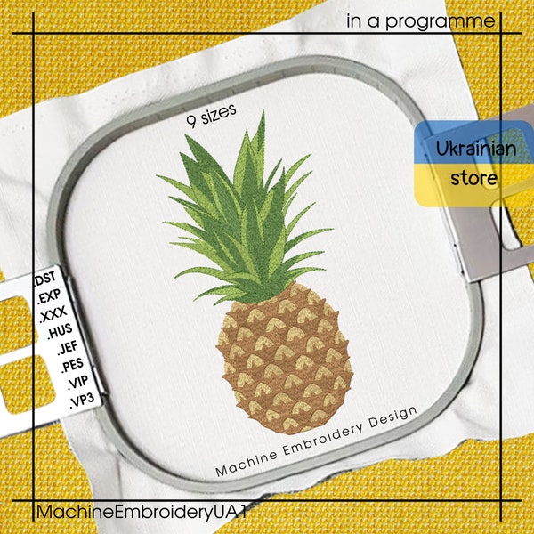 Pineapple Machine Embroidery Design - Pineapple Embroidery Files - 7 sizes - Instant Download