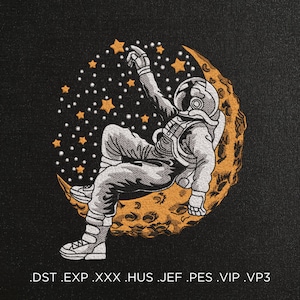 NASA Emblem Astronaut Machine Embroidery Design - Space NASA Moon Embroidery Files - Astronaut Digitize Embroidery - Instant Download