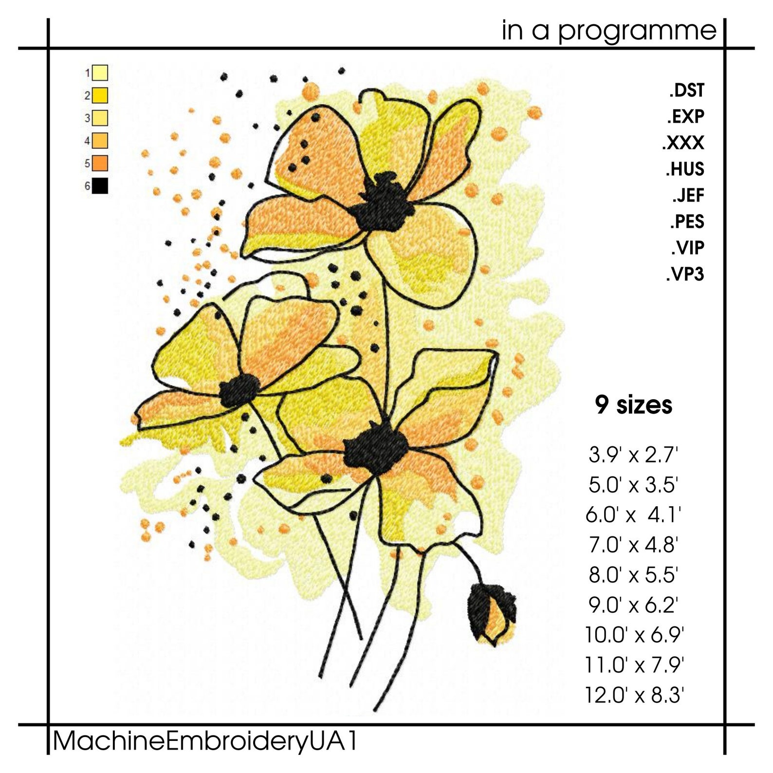 Floral Machine Embroidery Design Watercolor Embroidery Files Etsy