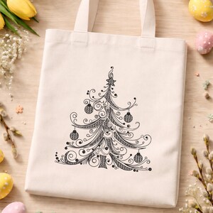 Elegant Christmas Tree Machine Embroidery Design, Filigree Xmas Digitized Stitch File for Small Business, Holiday Pattern PES DST image 11