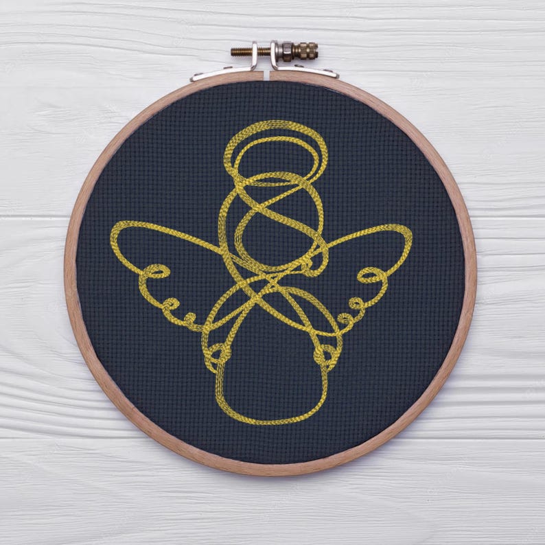 Christmas Angel Outline Embroidery Design, Angel Machine Embroidery Pattern, Holiday Angel Embroidery PES, Embroidery for Napkins or Clothes image 10