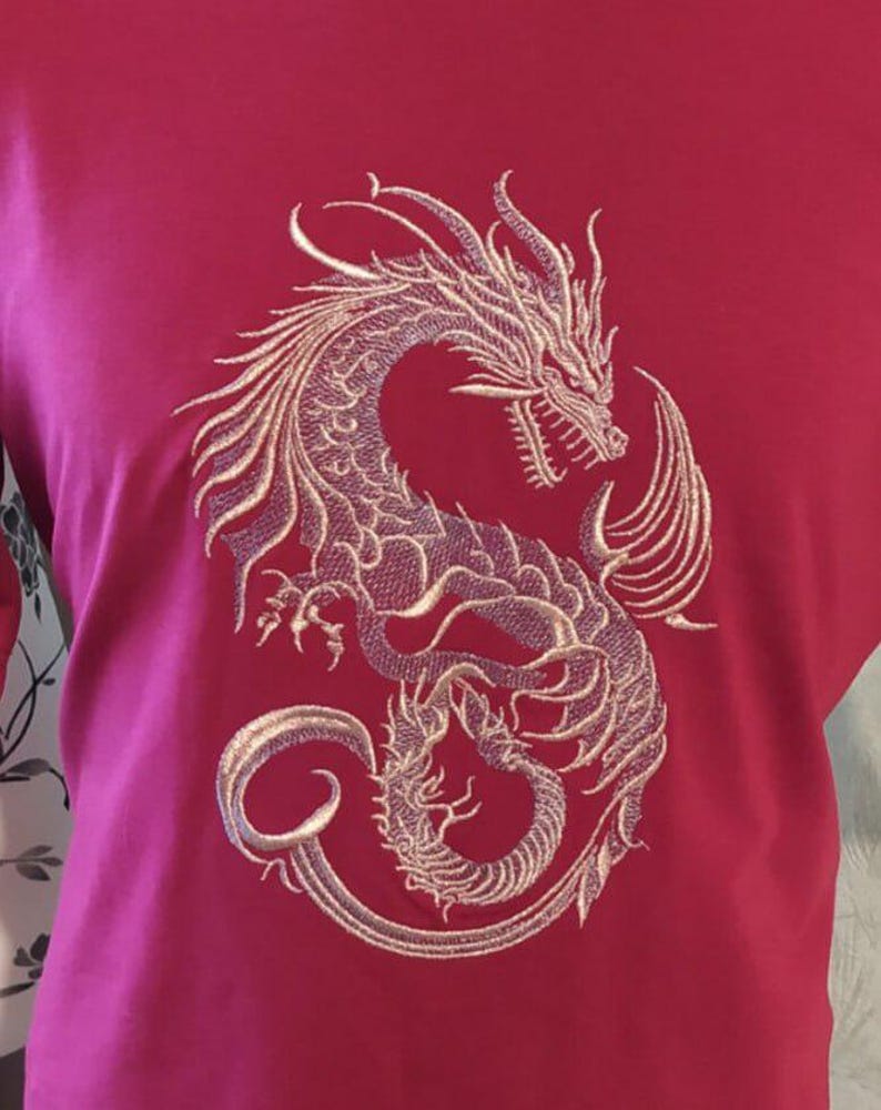 Golden Dragon Machine Embroidery Design - Golden Dragon Embroidery Files - 6 Sizes - Instant Download image 3