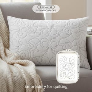 Maschinenstickdatei mit Wirbelmuster für Quilts, Rand-zu-Rand-Quiltdatei, Trapunto-Hintergrund, durchgehende Liniensteppung, 1 Farbe