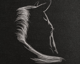 Horse on a black background Machine Embroidery Design - Horse Silhouette Embroidery Files - 9 Sizes - Instant Download.