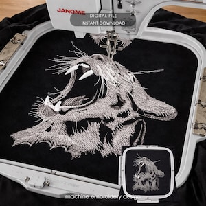 Bengal Cat Embroidery Design, Gothic Cat Machine Embroidery File, Tattoo Style Cat Embroidery, Wild Feline Embroidery Design