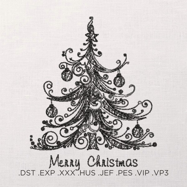 Diseño de bordado a máquina de árbol de Navidad, diseño de bordado de árbol de Navidad acogedor, bordado de servilletas navideñas, bordado navideño familiar