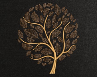 Tree Of Life Machine Embroidery Design, Money Tree Embroidery Pattern, Golden Tree Embroidery For Woman Shirt, Round Tree Embroidery For Bag