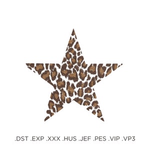 May include: A five-pointed star with a brown and white leopard print pattern.