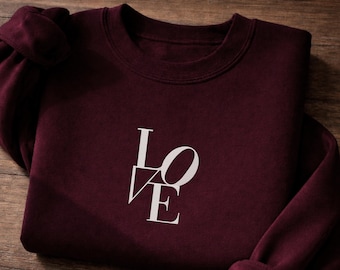 Patrón de bordado LOVE, diseño de bordado romántico, patrón de bordado de un solo color, diseño de bordado de camiseta, bordado de funda de almohada