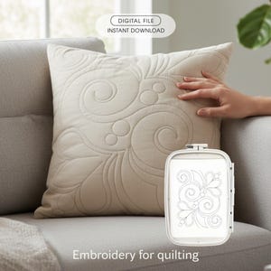 Quilting Embroidery Design, Continuous Floral Quilting Pattern, Machine Embroidery File, 7 Sizes, 1 Color, Quilt Block Design