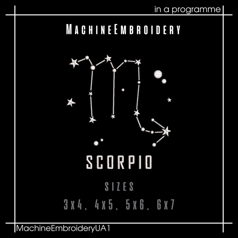 Constellation Scorpio Machine embroidery Design, Astrology Embroidery, Baby Shower Zodiac Embroidery Gift, Star Sign Wall Decor, PES DST JEF image 4